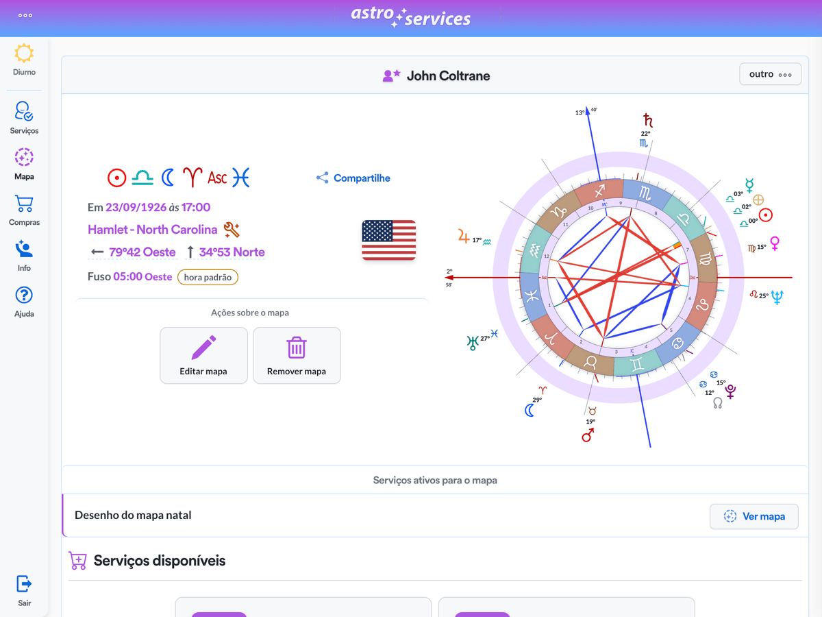 Mapa no Astro Services